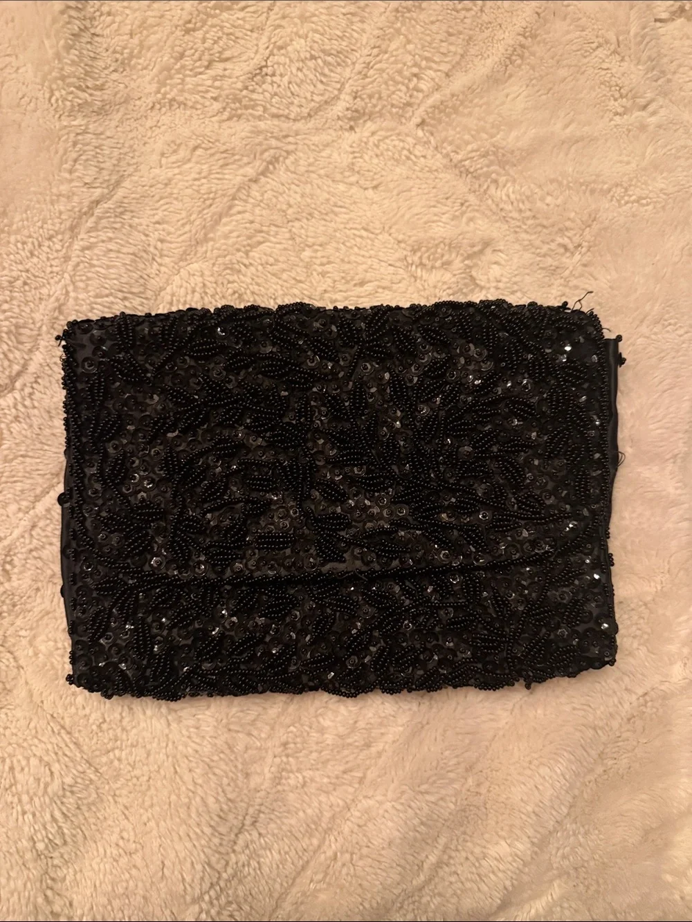 Madden Girl Black Beaded Sequin Clutch